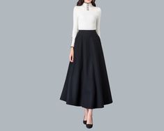 * A high-end long wool skirt with wide hem, very cool. * Made of wool blends, fully lined and with two side pockets. * Fixed waist on front, partial elastic waist on back and side invisible zipper. * Can custom make waist size and skirt length. * Material: Outer-50% wool, 50% polyester; lining-100% polyester * Washing instructions: Dry Clean Only * Size: True to US size, US 0-US 20 are available, you can let us know your usual size and height in your order. * Shipping: Free shipping Processing t Brown Skirt Long, Long Skirt Vintage, Midi Skirt Winter, Long Wool Skirt, Dark Grey Skirt, Skirt Winter, Skirt Wool, Embroidery Skirt, Brown Skirt