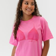 Pink t-shirt, boyfriend fit. Our model is wearing size large (unisex). Size up for an oversized fit. 100% cotton. Oversized Summer T-shirt, Cotton Loungewear T-shirt, Summer Loungewear T-shirt, Pink Graphic Tee For Loungewear, Pink T Shirt, Pink Tshirt, Boyfriend Fit, Pink, T Shirt