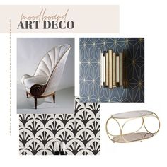 a collage of furniture and wallpapers with the words art deco on it