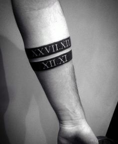 a wrist tattoo with roman numerals on it