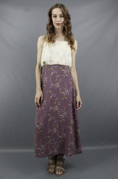 Vintage 90s Soft Grunge Purple Floral Summer Maxi Skirt, fits size M Vintage Purple Lined Skirt, Purple Lined Skirt For Spring, Spring Purple Relaxed Skirt, Purple Pleated Maxi Skirt, Spring Purple Relaxed Fit Skirt, Casual Purple Midi Skirt, Spring Purple Lined Skirt, Lavender Lined Skirt For Spring, Purple Fitted Long Skirt