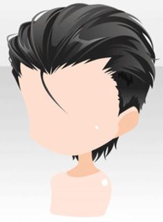 an animated image of a man's head with black hair and short bangs on top