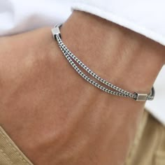 ITALIAN SILVER Impressive High-Quality Bracelet, made of Solid 925 Sterling Silver. PRODUCT SPECIFICATIONS Product ID: 11-0967-826 Metal Purity: Solid 925 Sterling Silver Safety Lobster Lock Width: 0.11" / 2.9mm Thickness: 0.09" / 2.3mm Weight: 0.24 oz - 0.31 oz / 7g - 9g. It could be a minor difference in the bracelet weight that depends on the bracelet size. Size range from 7 to 9.5 inch Made in Italy Included: Silver & Gold polishing cloth with lasting shine. DON'T KNOW YOUR BRACELET SIZE Mens Jewellery Bracelet, Silver Jewelry For Man, Mens Fashion Bracelets, Simple Men Jewelry, Male Jewelry Silver, Metal Bracelets For Men, Mens Bracelets Silver, Unique Mens Jewelry, Silver Chain Bracelet For Men