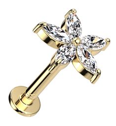 Labret Jewelry, Gold Body Jewellery, 14kt Gold, Body Jewelry, Piercings, Cubic Zirconia, Jewelry Collection, Gems, Gold