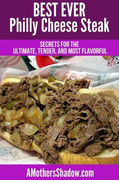 the best ever philly cheese steak recipe is in this postcard for mother's day