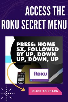 the rokuo secret menu is shown in purple and white with an arrow pointing to it