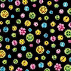 a black background with colorful buttons on it