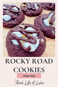 rocky road cookies with chocolate icing and nuts