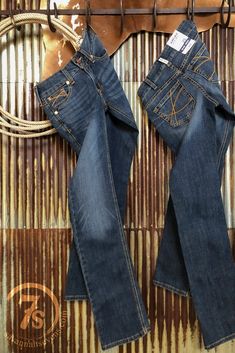 The Goldie Mid Rise Straight Leg Jean Ariat Jeans, Western Chic, Slim Trousers, Country Outfits, Dark Wash Denim, Western Outfits, Stitch Design, Trouser Jeans, Dark Denim