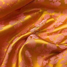 Mulberry Silk Fabric, Dress Fabrics, Pink Floral Pattern, Fabric Suppliers, Brocade Fabric, Natural Silk, Silk Material, Sewing Gifts, Flowers Leaves