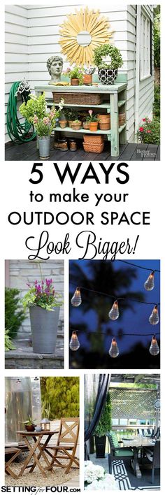 How to fake more space on your outdoor patio or deck! See these 5 instant diy decor tips to make your outdoor space look deceptively large Network Rack, Large Backyard Landscaping, Outdoor Pictures, Blogger Home, Large Backyard, Outdoor Diy Projects, Backyard Diy Projects, Small Outdoor Spaces, Outdoor Decorating