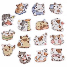 various stickers with cats and kittens on them