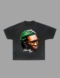 Green Hip Hop T-shirt With Graphic Design, Gunna T Shirt, Graphic Tees Rappers, Nba Youngboy Graphic Tee, Young Thug Shirt, Rap Tee, Young Thug, Custom Shirts, Rap