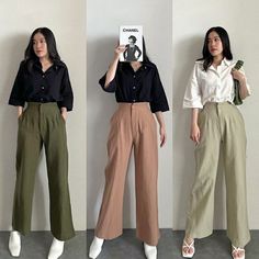 Outfit Kulot, Cullote Pants, Smart Casual Women Outfits, Smart Casual Women, Casual Work Outfits Women, Classy Work Outfits, Stylish Work Outfits