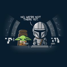 two cartoon characters, one with a hat and the other wearing a star wars helmet