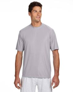 Men's Cooling Performance T-Shirt - SILVER - 2XL | A4 Men's Cooling Performance T-Shirt in Silver Size 2XL | Polyester Mens Workout Shirts, Playing Sports, Blank T Shirts, Sport T-shirts, Crew Shirt, Sport Man, Workout Tank Tops, Men Short Sleeve, Running Errands