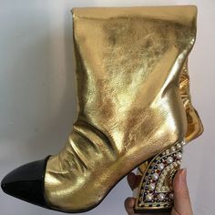 Boots Hi- Wedge "All over"-Boots-Pisani Maura-pearl heel-35-Pisani Maura Jeweled Heels, Sheep Leather, Night Club, Cow Leather, Wedge Heels, Fashion Boots, Black Suede, Fashion News, Calf Skin