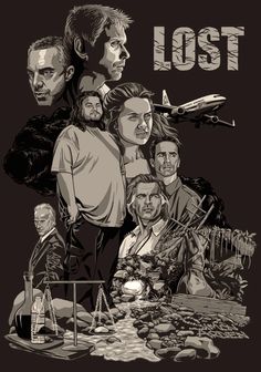 the lost movie poster is shown in black and white