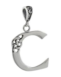 Letter C Irish Monogram Charm Pendant Details: - Initial Celtic C charm is made of genuine 925 sterling silver - Stamped 925 - Measures approx 28mm x 15mm (1 1/4" x 5/8") - Includes a bailShipping Details:  - All orders are shipped within 1 to 2 business days from California, US - Shipping time frames may become a bit longer as gift-giving holidays approach.  Let us know if something is needed by a certain day and we will do our very best to work with you to get it to you in time. - If you need Symbolic Sterling Silver Jewelry With Initials, Symbolic Silver Jewelry With Initials, Silver Symbolic Jewelry With Initials, Letter C Jewelry, Letter C Necklace, Elegant Sterling Silver Initials Charms, Cadmium-free Silver Pendant Charms, Silver Nickel-free Initial Pendant Charms, Celtic Knot Pendant