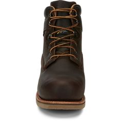 Chippewa Men's Bolville 6" Nano Composite Toe Waterproof Lace-Up Work Boot - Brown - 73201 On Sale Now! This Item Ships FREE! The Serious Plus 6" Waterproof Composite Toe Met Guard Puncture-Resisting work boot is designed for ultimate protection so you can focus on the job with confidence. The high-tech nano composite toe and metguard help protect from heavy loads and impact, while the Goodyear® leather welt with puncture-resisting insole board helps prevent the intrusion of sharp objects underf Composite Toe Work Boots, Work Boot, Sharp Objects, Profile Design, Medium Brown, Work Boots, Brown Boots, High Tech, Focus On