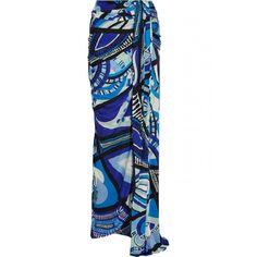 Emilio Pucci Blue Taitu Printed Stretch Jersey Maxi Skirt Long Blue Skirts, Jersey Maxi Skirt, Pucci Print, Blue Maxi Skirt, Colorful Skirts, One Shoulder Cocktail Dress, Jersey Skirt, Coverup Skirt, Floral Print Maxi