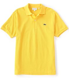 From Lacoste&#x2C; this shirt features:solid tone onpique fabricationribbed polo collarshort sleeves with ribbed armbands2-button placketmother-of-pearl buttonssignature logo at left chestclassic fitpullover constructioncottonmachine wash; tumble dryImported. Classic Fitted Yellow Polo Shirt, Fitted Yellow Classic Polo Shirt, Classic Yellow Polo Shirt For Spring, René Lacoste, Dillard's, Polo Collar, Short Sleeve Polo, Signature Logo, Fashion Brand