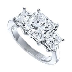 three stone princess cut diamond engagement ring in 18k white gold with 0 50 carat total weight