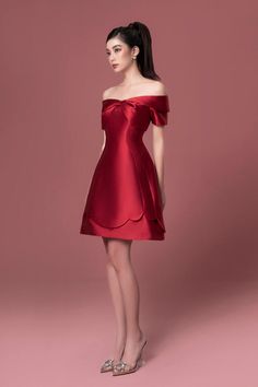 Rosaline A-line Off-Shoulder Taffeta Mini Dress | MEAN BLVD 8th Grader, Off Shoulder Short Dress, Mean Blvd, Shoulder Design, Short Dress, Online Fashion, Latest Fashion Trends, Sleeve Styles, Ball Gowns