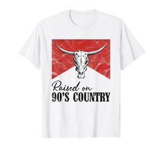 PRICES MAY VARY. Funny Retro Raised On 90's Country Music Vintage Southern Western Cowgirl Cowboy Bull Skull Shirts. Cowboy Boots, Hat, Music, Guitar, Blues. Great Gifts For Men Women Kids To Wear This To The Bar, Restaurant, Concert, Show, Party. Designed by 4Do Limited. Great gift for grandpa, grandma, dad, mom, sister, brother, son, daughter, aunt, uncle, wife, husband, friend. Check out my store to view more items with a similar designs style. Everybody can find something that represents the 90s Country Music, 90s Country, Cowgirl Cowboy, Skull Tee, Bull Skull, Bull Skulls, Great Gifts For Men, Skull Shirts, Western Cowgirl