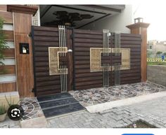 an image of a gate that has been made to look like it is going into the house