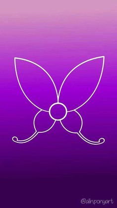 a white line drawing of a flower on a purple background with the word,'butterfly '