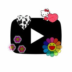 a hello kitty video player with flowers and hearts on it's back side, as well as an image of a heart in the middle