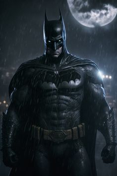 batman standing in the rain at night