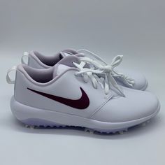 Women's Nike Roshe G Tour Golf Cleats Shoes White Maroon Ar5582-103 New Without The Box A Proceed Of Every Sale Goes To Supporting The Nonprofit Just A Pair Of Shoes. Which Gives A Brand New Pair Of Nikes To A Child From A Troubled Background To Instill Confidence And A Sense Of Belonging Www. Justapairofshoes .Org Synthetic Lace-up Golf Shoes With Boost Midsole, Lace-up Golf Shoes With Rubber Sole, Golf Shoes With Cushioned Footbed For Light Sports, White Synthetic Lace-up Golf Shoes, White Low-top Golf Shoes With Laces, Low-top Synthetic Golf Shoes With Boost Midsole, White Low-top Golf Shoes, White Golf Shoes For Sports, White Lace Golf Shoes For Sports