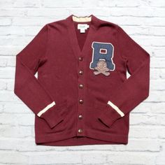 ad eBay - Find many great new & used options and get the best deals for Vintage Rugby by Ralph Lauren Skull Cardigan Jacket Size S Maroon at the best online prices at eBay! Free shipping for many products! Retro Streetwear Cardigan For Fall, Retro Cotton Cardigan, Retro Cotton Cardigan For College, Vintage College Sweater For Fall, Vintage Sweater For College In Fall, Retro Long Sleeve Cardigan For College, Vintage Fall Sweater For College, Vintage Cotton College Cardigan, Vintage Cotton Cardigan For College