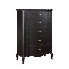 a black chest of drawers with five drawers