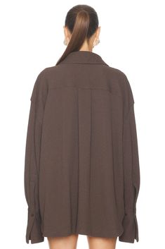 THE ATTICO Oversized Shirt In Chocolate - Dark Brown | Editorialist Giorgia Tordini, Gilda Ambrosio, Italian Designers, Silk Robes, The Attico, Vintage Interiors, Oversized Shirt, Penthouse, Dark Brown