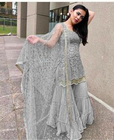 Sharara Design, Gharara Designs, Western Dresses For Girl, Desi Fits, Sharara Designs, Desi Dress, Salwar Suits Party Wear, Suit Salwar, Boutique Suits