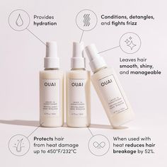 Ouai Leave In Conditioner & Heat Protectant Spray - Prime Hair For Style, Smooth Flyaways, Add Shine And Use As Detangling Spray - No Parabens, Sulfates Or Phthalates (4.7 Oz) Cursed Doodles, Ouai Leave In Conditioner, Detangling Spray, Ouai Hair, Spray Conditioner, Stop Hair Breakage, Heat Protectant Spray, Anti Frizz Hair, Heat Protectant Hair