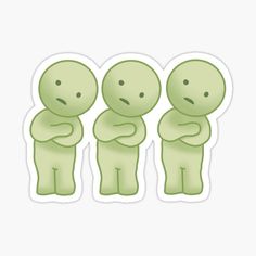 three green people with arms crossed sticker