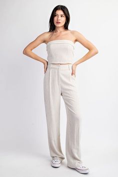 Upgrade your wardrobe with our Natural Linen Pants Made with high-quality, striped linen, these pants are perfect for any occasion. Enjoy the breathability and comfort of linen while looking effortlessly stylish. Elevate your fashion game with our trendy, Fabric & fit: Model is wearing size Small. Striped Linen Pants For Spring, Trendy Linen Bottoms For Loungewear, Striped Linen Wide Leg Pants For Summer, Striped Linen Pants With Elastic Waistband, Casual Striped Linen Wide Leg Pants, Striped Linen Pants For Loungewear, Spring Striped Linen Pants, Chic Striped Linen Bottoms, Striped Wide-leg Linen Pants