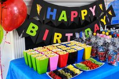 an image of a birthday party with food