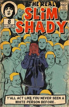 the real slim shady comic book cover with an image of a woman covering her face