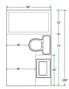 the standard toilet is shown with measurements