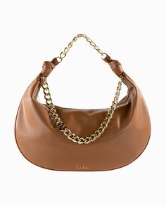 Tan Hobo Style Leather Handbag with a Gold Chain Snake Skin Handbag, Faux Leather Purse, Hobo Purse, White Handbag, Gold Flats, Pink Purse, Trending Handbag, Big Bags, Nicole Miller