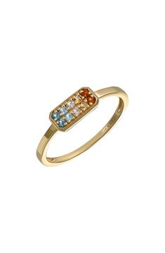 Pavé-set stones cluster creating a burst of color at the focal point of this stackable ring handcrafted from gleaming 14-karat gold. 3/8"W x 1/8"L setting 14k gold/London blue topaz/Swiss blue topaz/amethyst/citrine Imported 14k Gold Cluster Ring With Birthstone, Gold Cluster Ring With Birthstone, Gold Birthstone Cluster Ring, Fine Jewelry Yellow Gold Stackable Cluster Ring, 14k Gold Multi-stone Topaz Ring Fine Jewelry, 14k Gold Multi-stone Topaz Ring, Gold Multi-stone Cluster Promise Ring, Gold Cluster Ring With Multi-stones For Promise, Gold Cluster Birthstone Ring Fine Jewelry