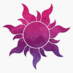 a pink and purple sun with watercolor effect on the bottom, against a white background