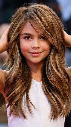 Haircut For 10 Year Girl, Girls Layered Haircut Kids Long Hair, Kids Long Haircut, Autumn Bangs, Girls Long Haircut, Preteen Haircuts For Girls, Kids Layered Haircut