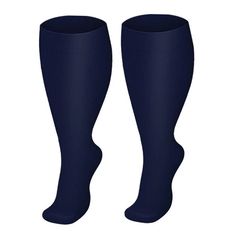 Plus Size Compression Socks Blue Series 3 Pairs | Moon Wood Comfortable Stretch Blue Socks, Blue Fitted Comfortable Socks, Blue Fitted Sports Socks, Sporty Blue Knee-high Socks, Sporty Knee-high Blue Socks, Comfortable Fitted Blue Knee-high Socks, Plus Size Tights, Lace Stockings, Sock Packs