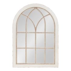 Decorate your home in rustic farmhouse style with a large and impressive windowpane arch mirror. This sophisticated mirror carries a charming coastal finish with a timeless architectural design. It provides radiance and balances a room’s ambiance. It comes with metal D-ring hangers attached to the back for easy wall mounting. This wall mirror is ideal for above a sofa, over a mantle, or any wide and spacious rooms that need more adornments to brighten plain walls. In entryways, bedrooms, or hall Window Pane Mirror, White Wall Mirrors, Coastal White, Arch Mirror, Room Ambiance, Beautiful Mirrors, Accent Mirror, Rustic Farmhouse Style, Framed Mirror Wall